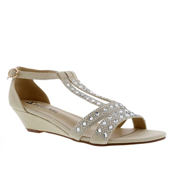Bellini Womens Laaris Wedge T-Strap Sandal Natural Microsuede 7.5 Wide - Picture 1 of 1